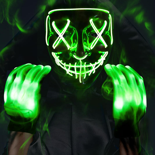 Glowing Halloween Mask and Gloves