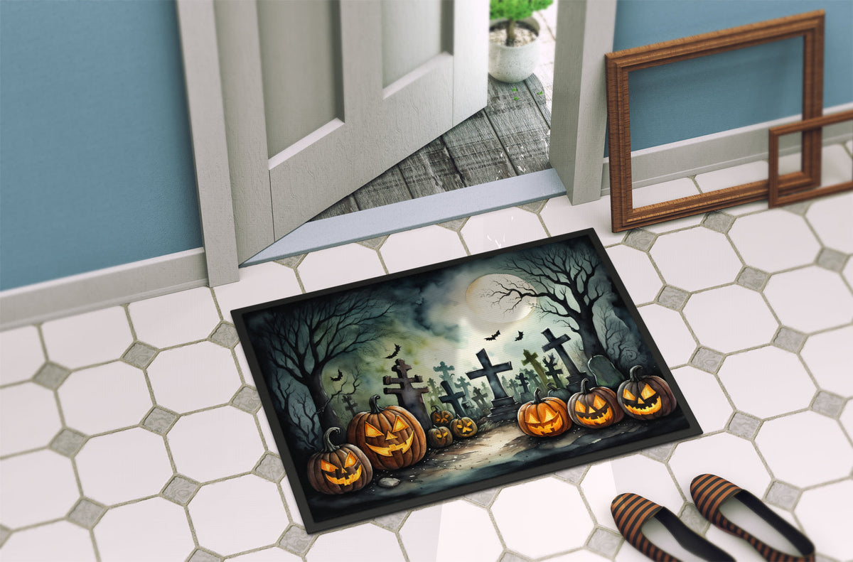 Graveyard Pumpkin Spooky Halloween Doormat