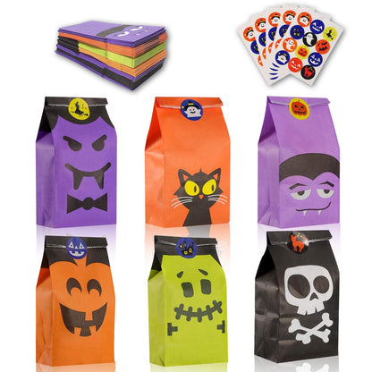 60PCS Halloween Candy Bags and Bag Stickers