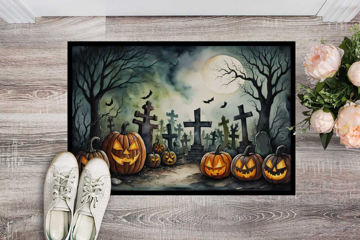 Graveyard Pumpkin Spooky Halloween Doormat