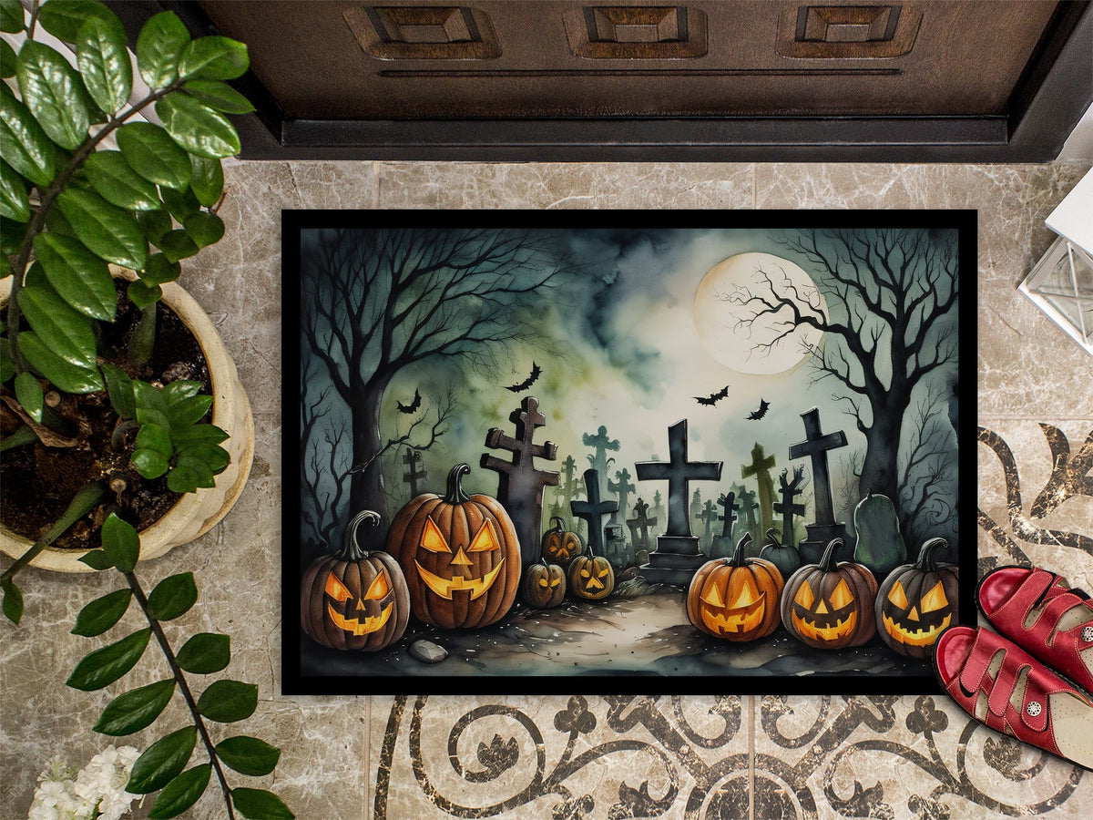 Graveyard Pumpkin Spooky Halloween Doormat